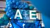 a photo of the A+E Networks logo with blue balloons behind it